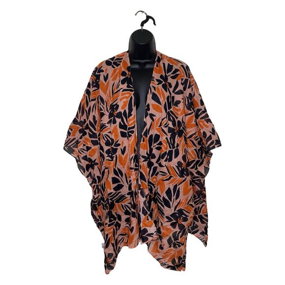 OLD‎ NAVY Lightweight Duster Swimsuit Cover Up Orange Palm Cotton XL-4X NWT - Picture 1 of 7